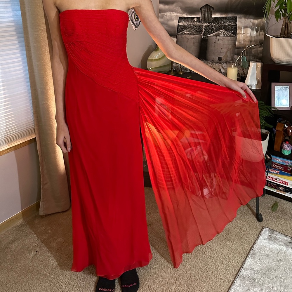 Beaded red floor length dresss